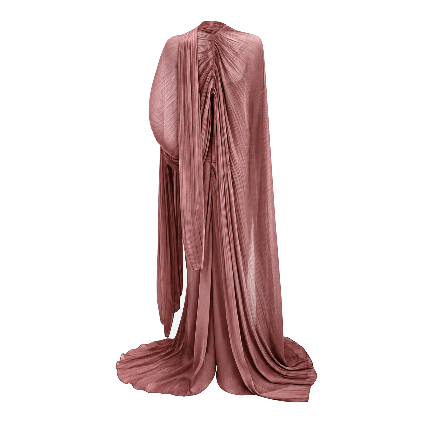 Shifra Pink Asymmetrical Cape Maxi Dress