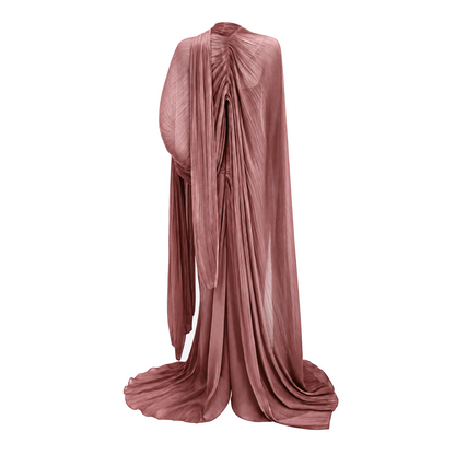 Shifra Pink Asymmetrical Cape Maxi Dress