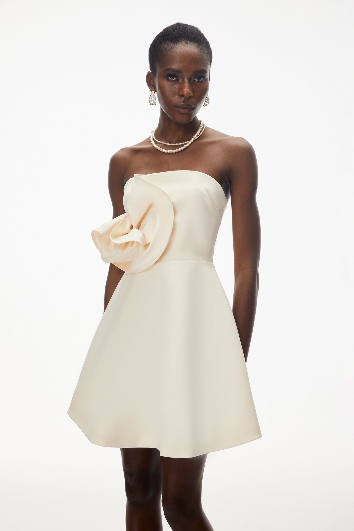 Sienna Ivory Mini Dress with 3D Floral