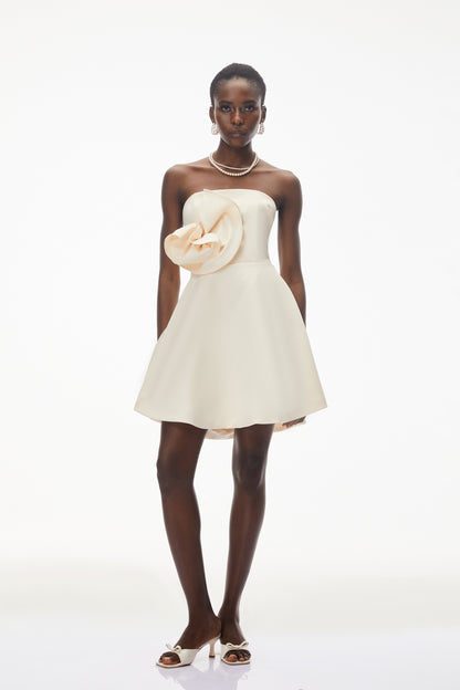 Sienna Ivory Mini Dress with 3D Floral