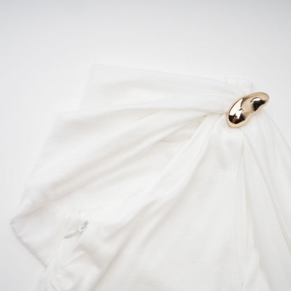 Sigrun White Asymmetrical Gathered Maxi Dress