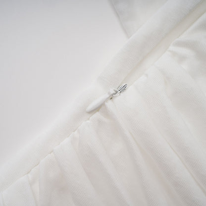 Sigrun White Asymmetrical Gathered Maxi Dress