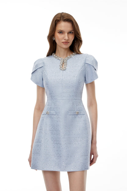 Skylar Blue Embellished Mini Dress