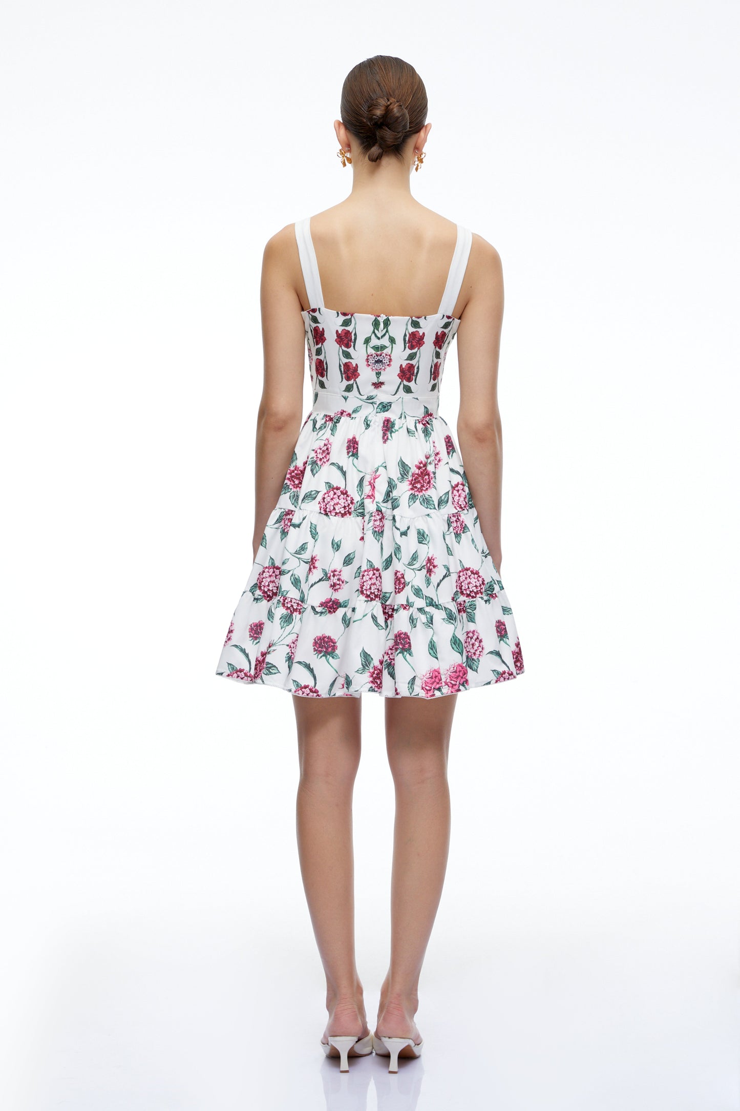 Soline White Floral Print Ruffled Mini Dress