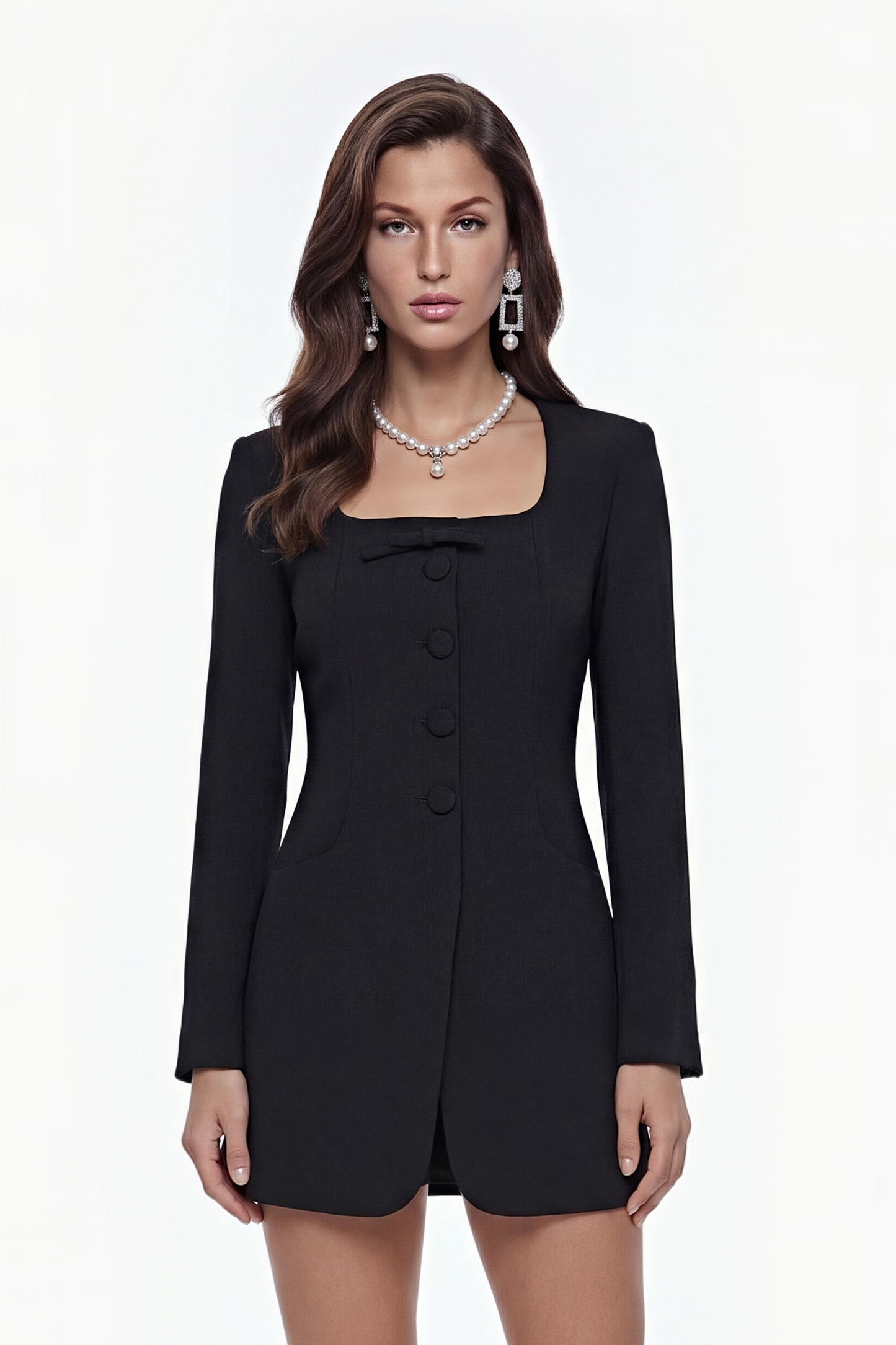 Sonny Black Mini Dress with Bow Detail