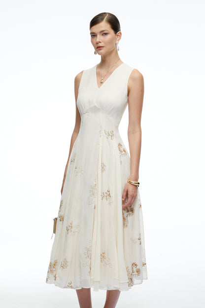 Sorrel White Floral Embroidered Midi Dress