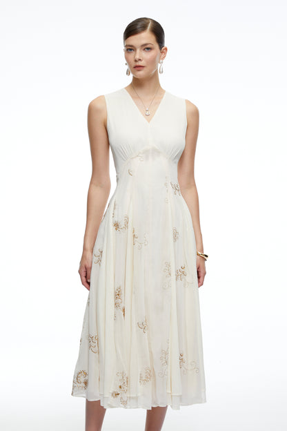 Sorrel White Floral Embroidered Midi Dress