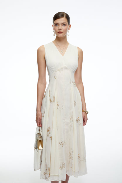 Sorrel White Floral Embroidered Midi Dress