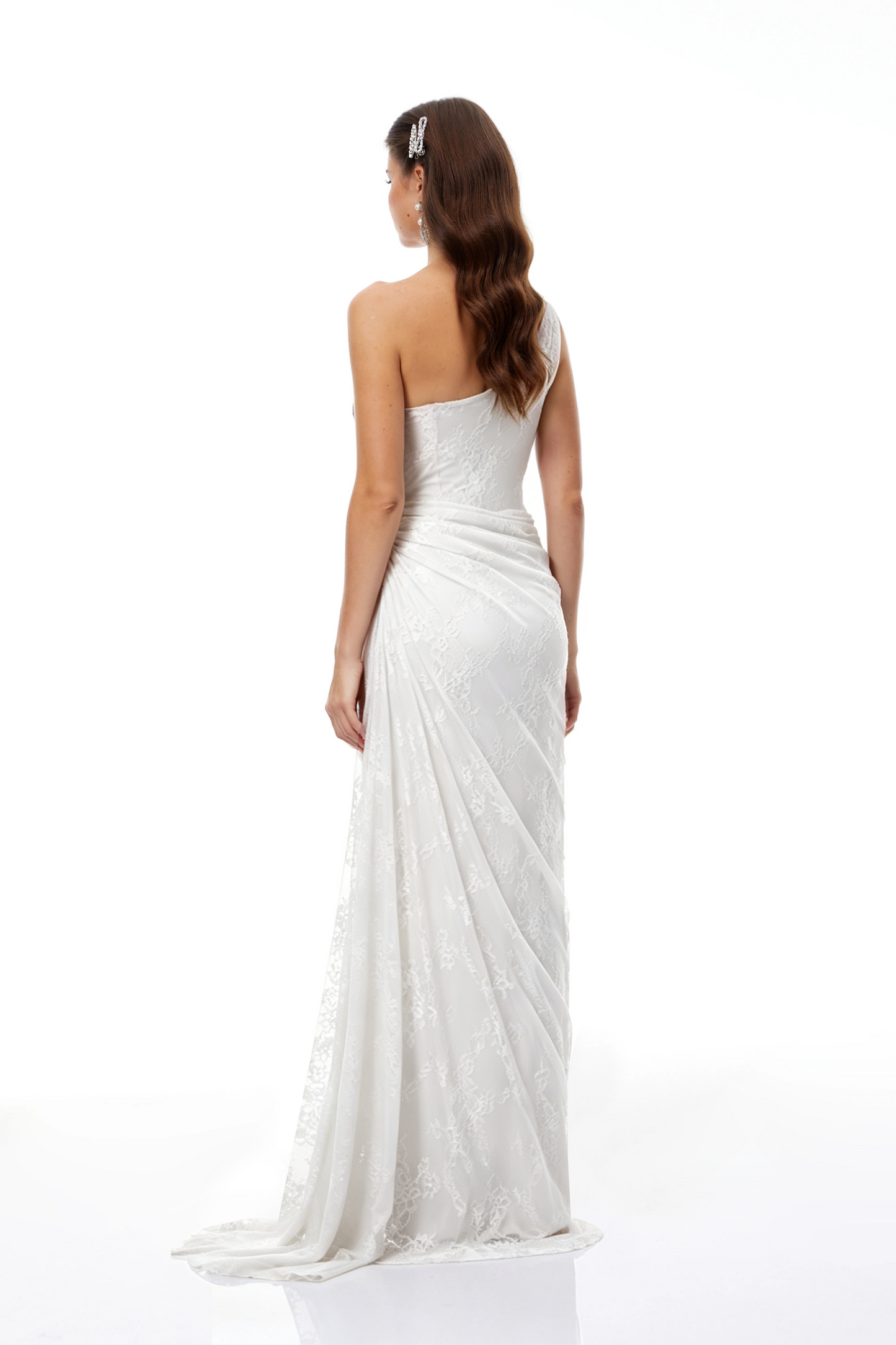 Stefania White Floral Lace Maxi Gown