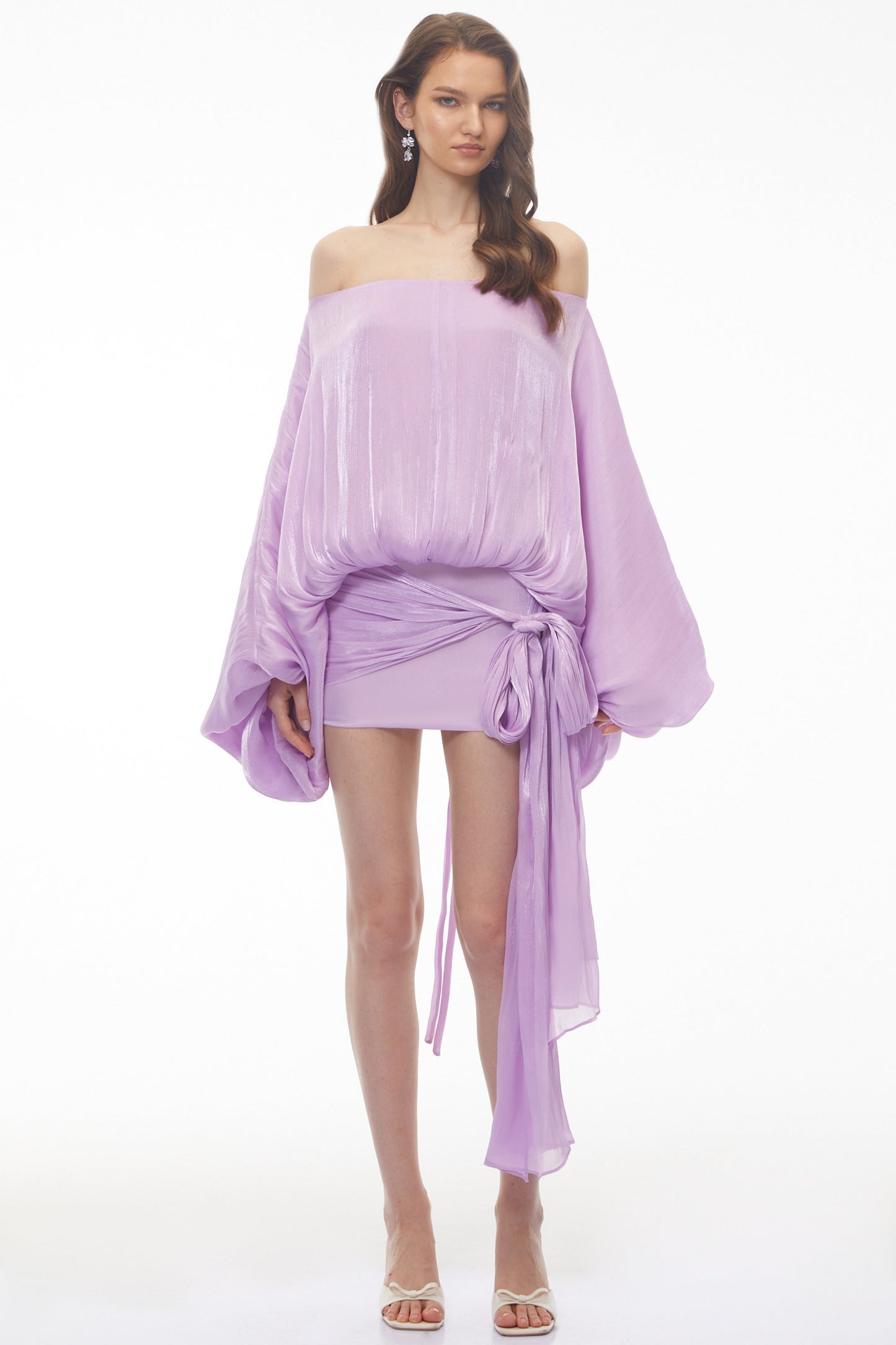 Stella Purple Off Shoulder Asymmetrical Mini Dress