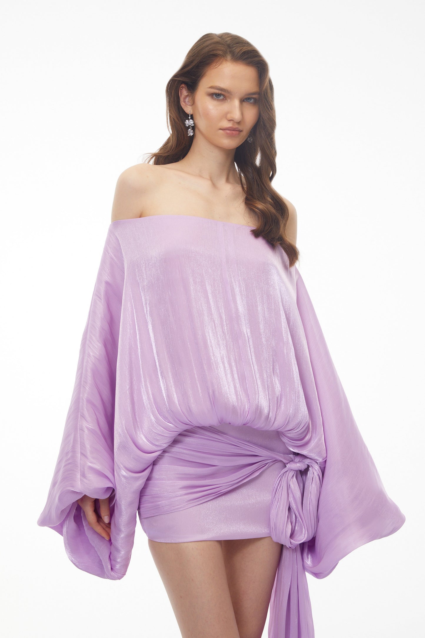 Stella Purple Off Shoulder Asymmetrical Mini Dress