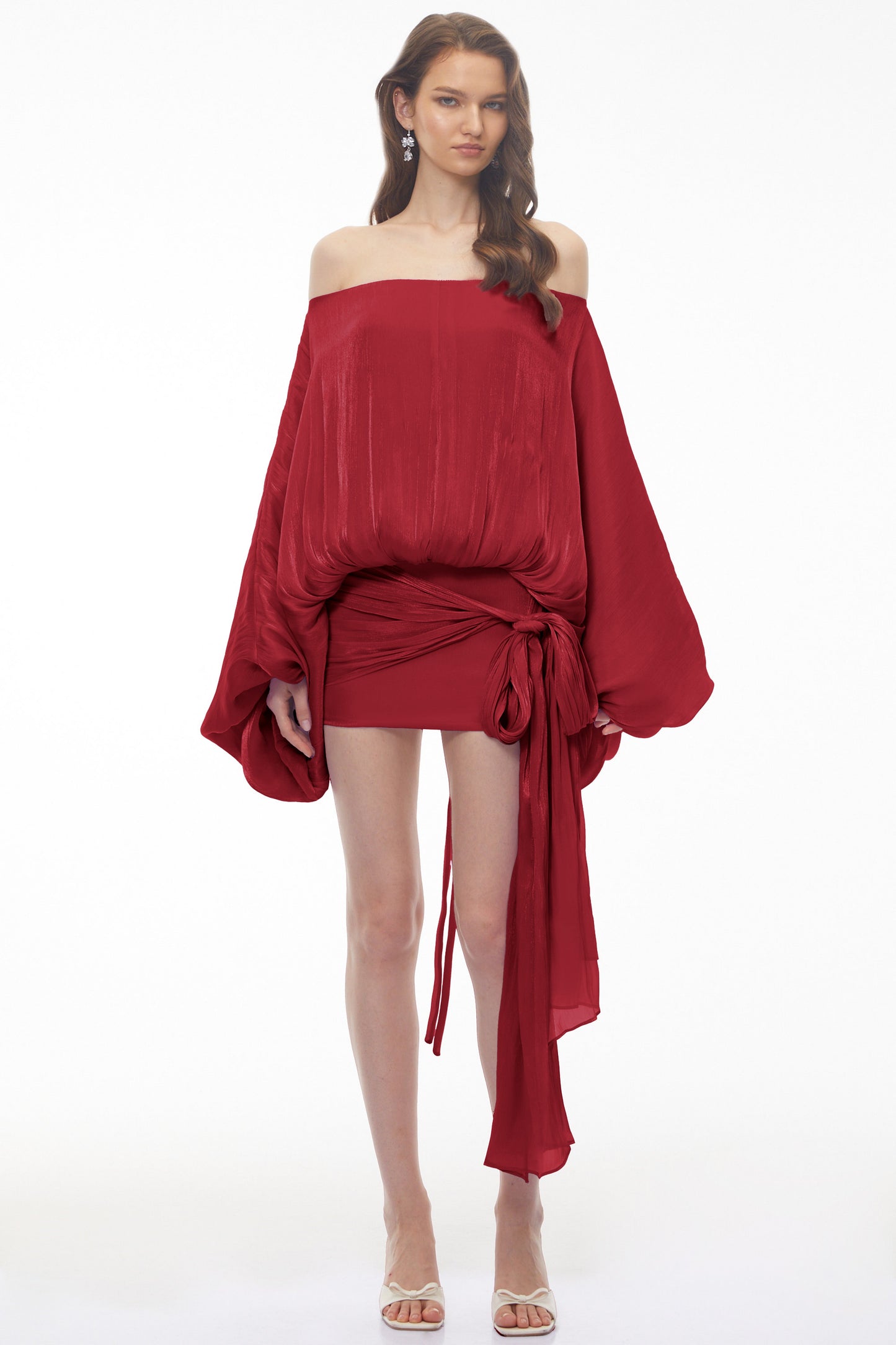 Stella Red Off Shoulder Asymmetrical Mini Dress