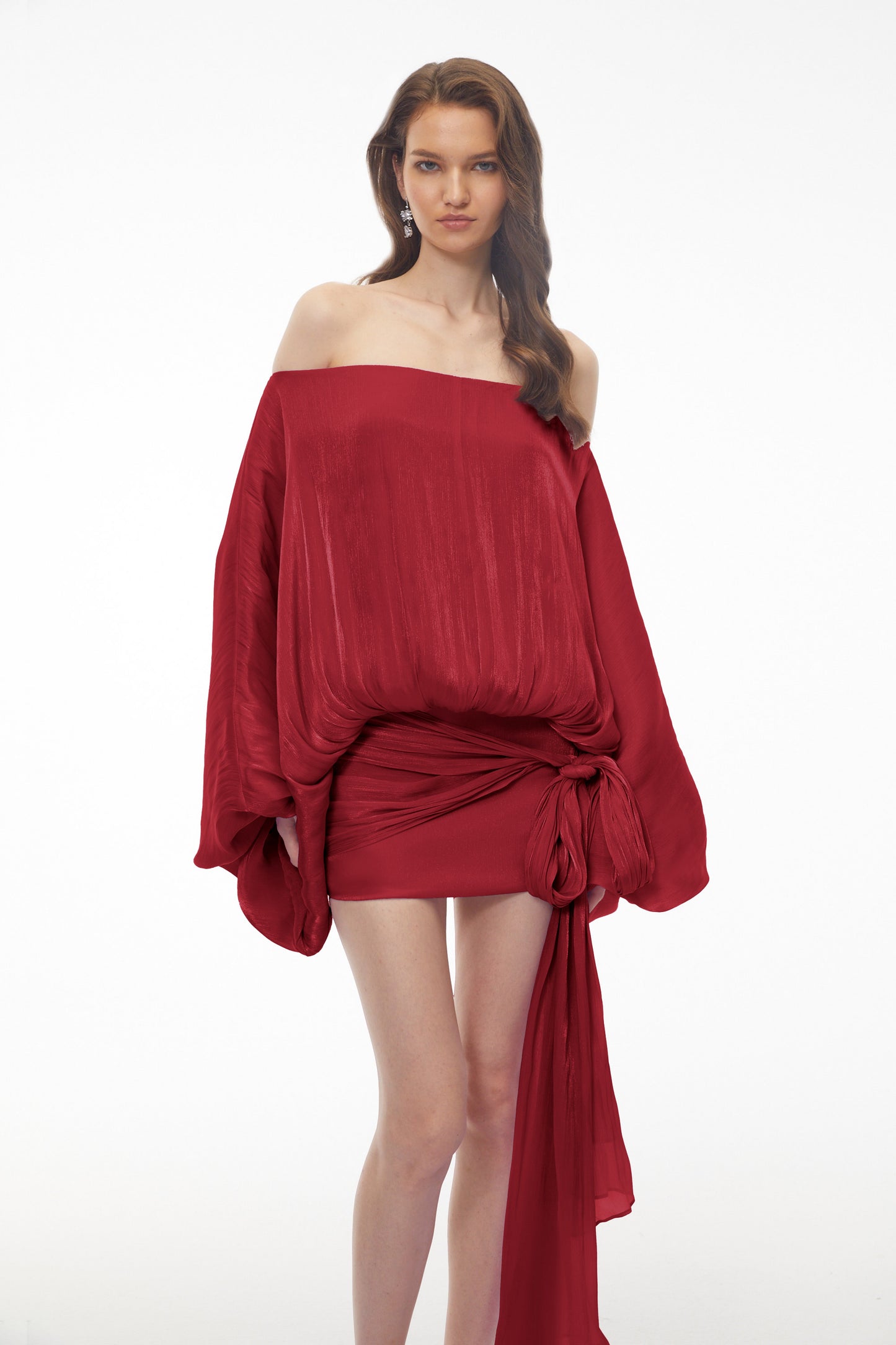 Stella Red Off Shoulder Asymmetrical Mini Dress