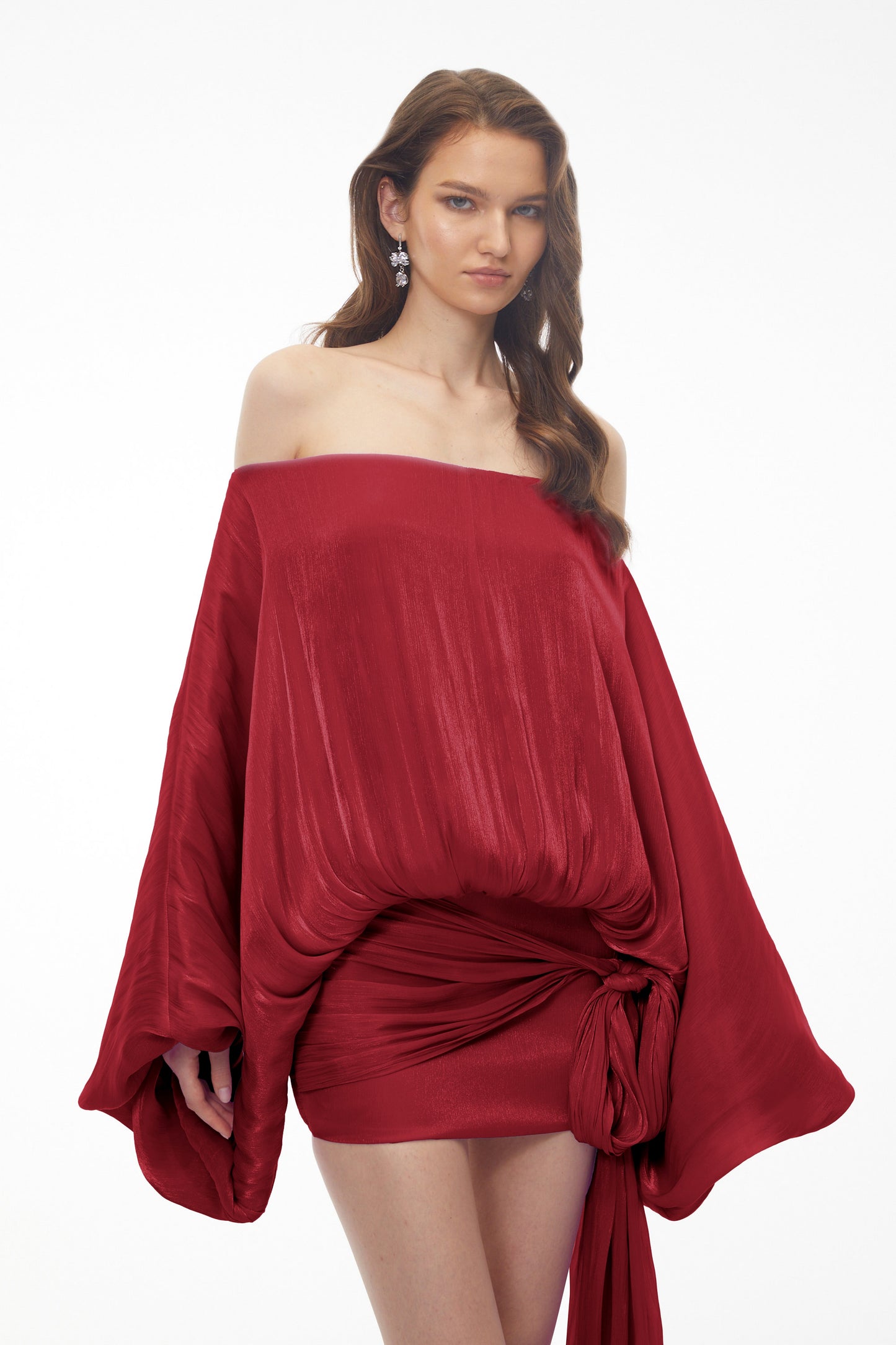 Stella Red Off Shoulder Asymmetrical Mini Dress