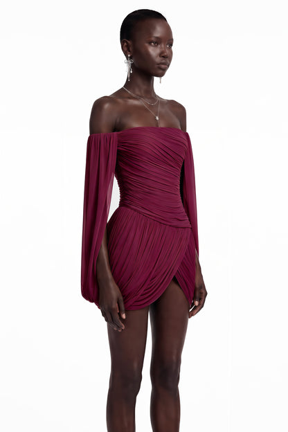 Suné Red Cross Front Ruched Mini Dress