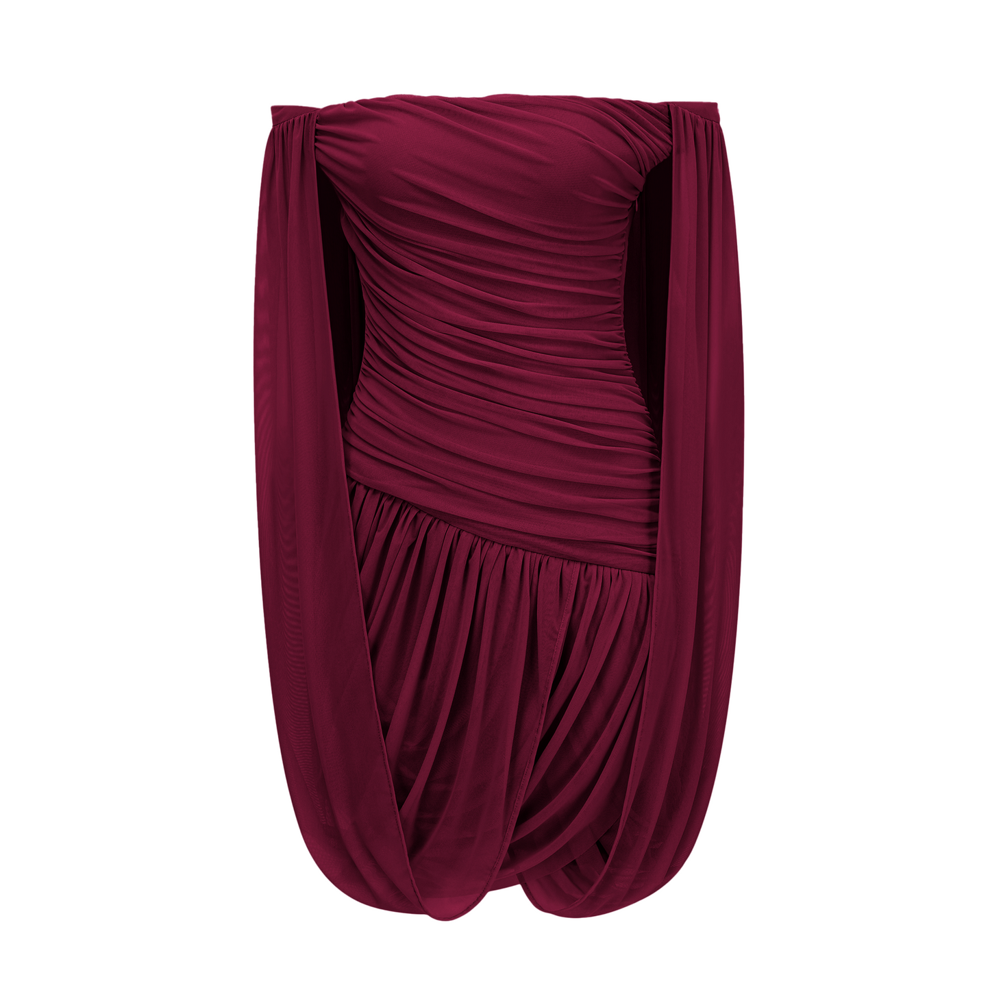 Suné Red Cross Front Ruched Mini Dress