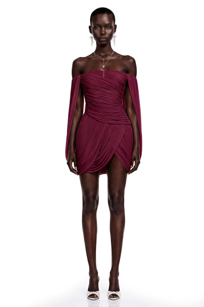 Suné Red Cross Front Ruched Mini Dress