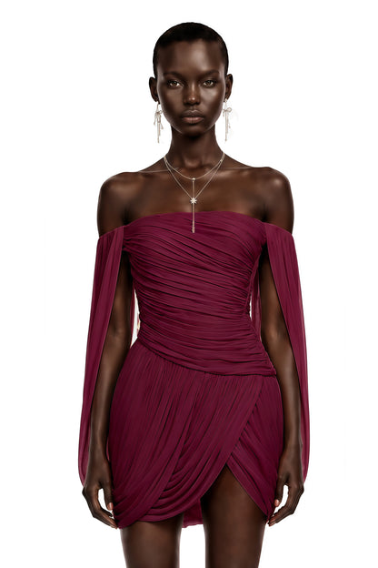 Suné Red Cross Front Ruched Mini Dress
