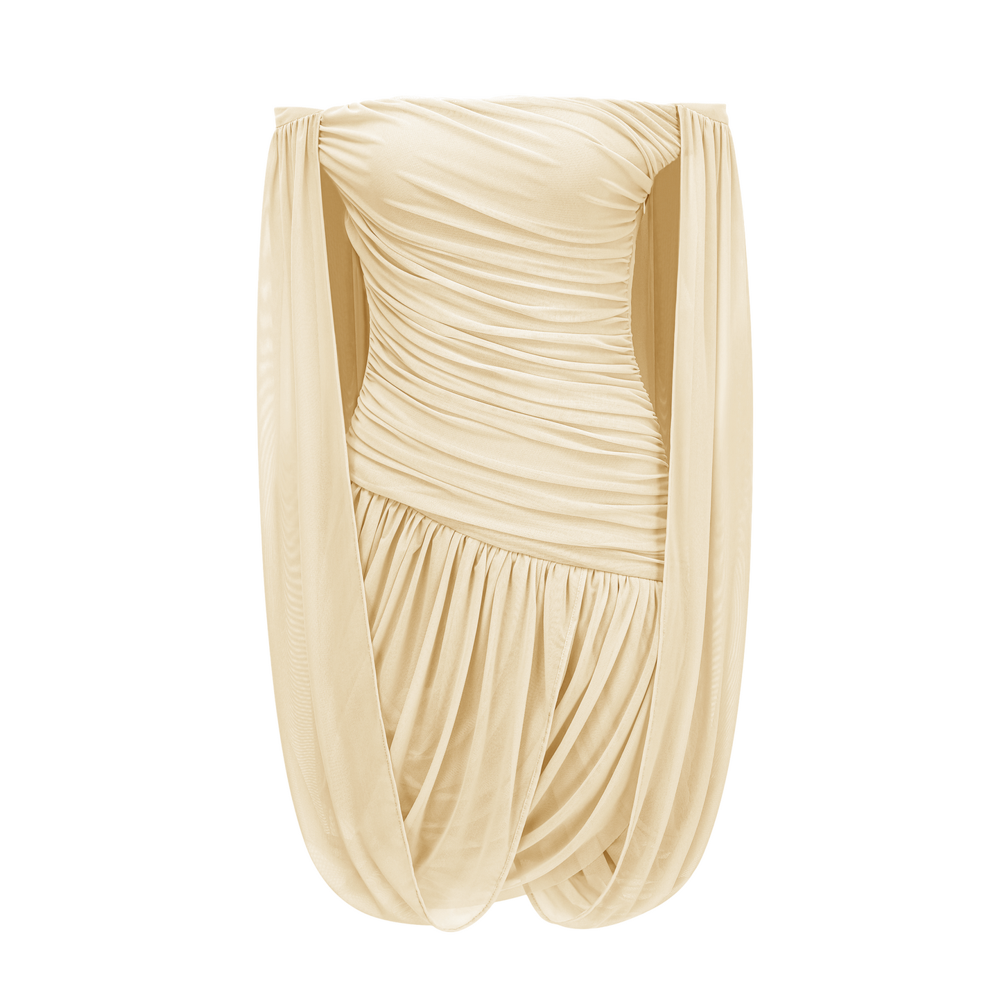 Suné Yellow Cross Front Ruched Mini Dress