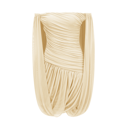 Suné Yellow Cross Front Ruched Mini Dress