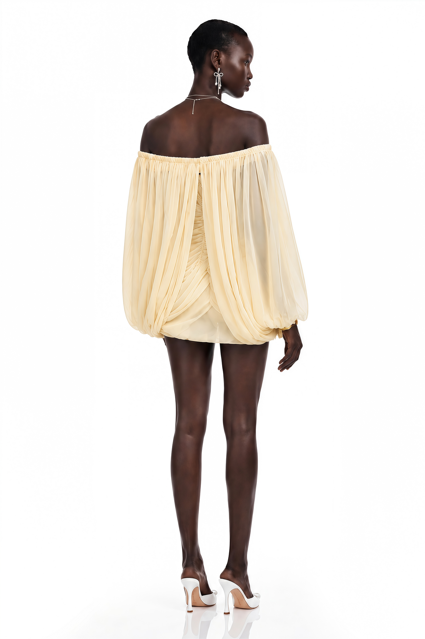 Suné Yellow Cross Front Ruched Mini Dress