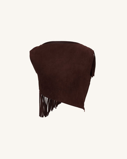 Ariana Asimetrik Püsküllü Süet Dokulu Üst / Bluz - Bordo