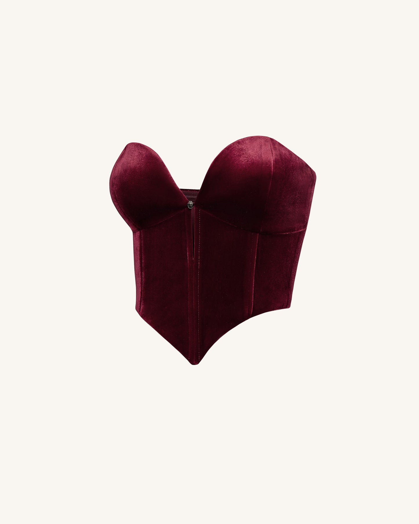 Anna Derin Yaka Kadife Korse Model Üst / Bluz - Bordo