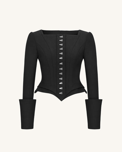 Lydia Korse Esintili Blazer Ceket - Siyah