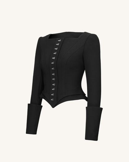 Lydia Korse Esintili Blazer Ceket - Siyah