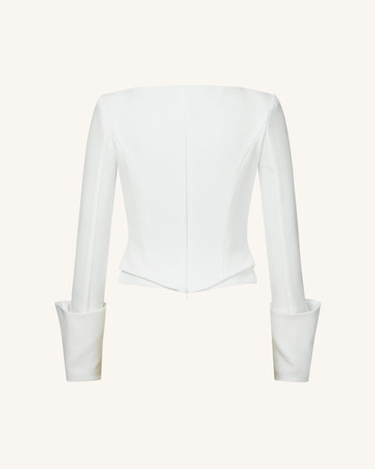 Lydia Korse Esintili Blazer Ceket - Beyaz