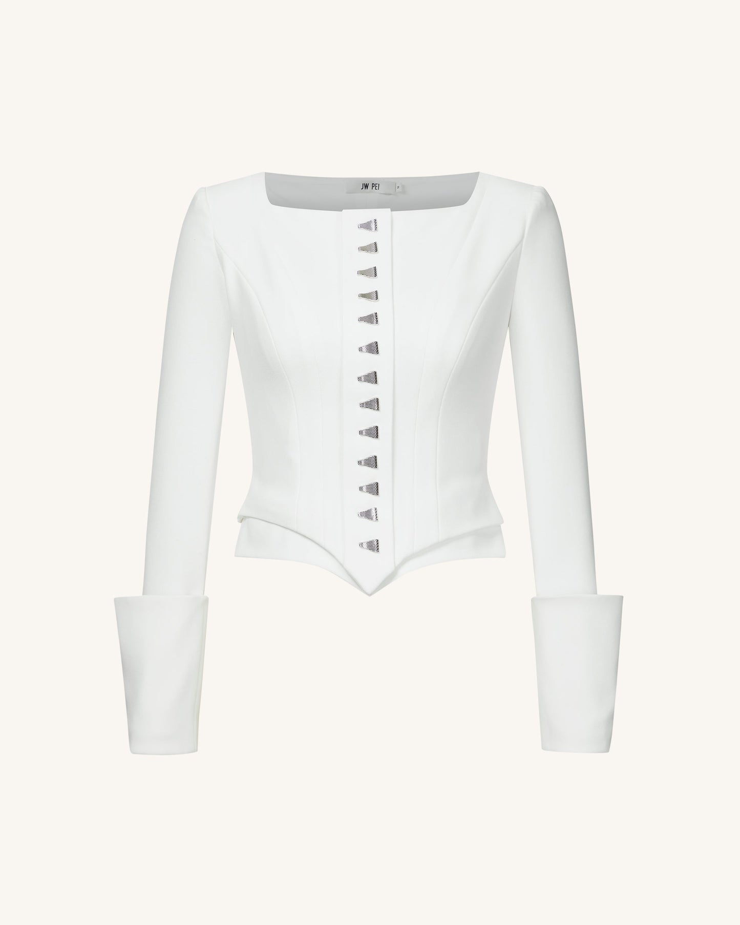Lydia Korse Esintili Blazer Ceket - Beyaz