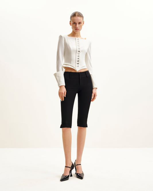 Lydia Korse Esintili Blazer Ceket - Beyaz
