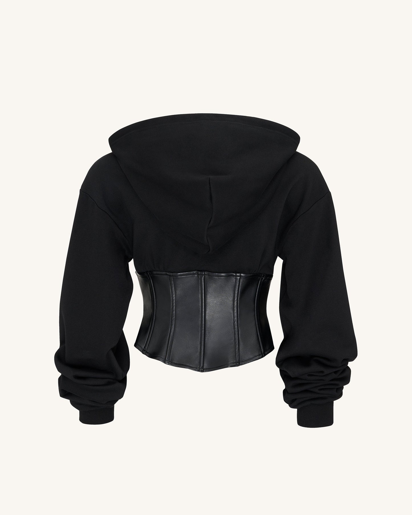 Valentina Yapılandırılmış Korse Model Kapüşonlu Sweatshirt - Siyah