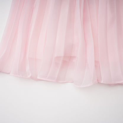 Tahmineh Pembe Tüvit Piliseli Midi Elbise