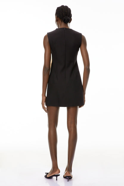 Toril Black Color Blocked 3D Petal Mini Dress