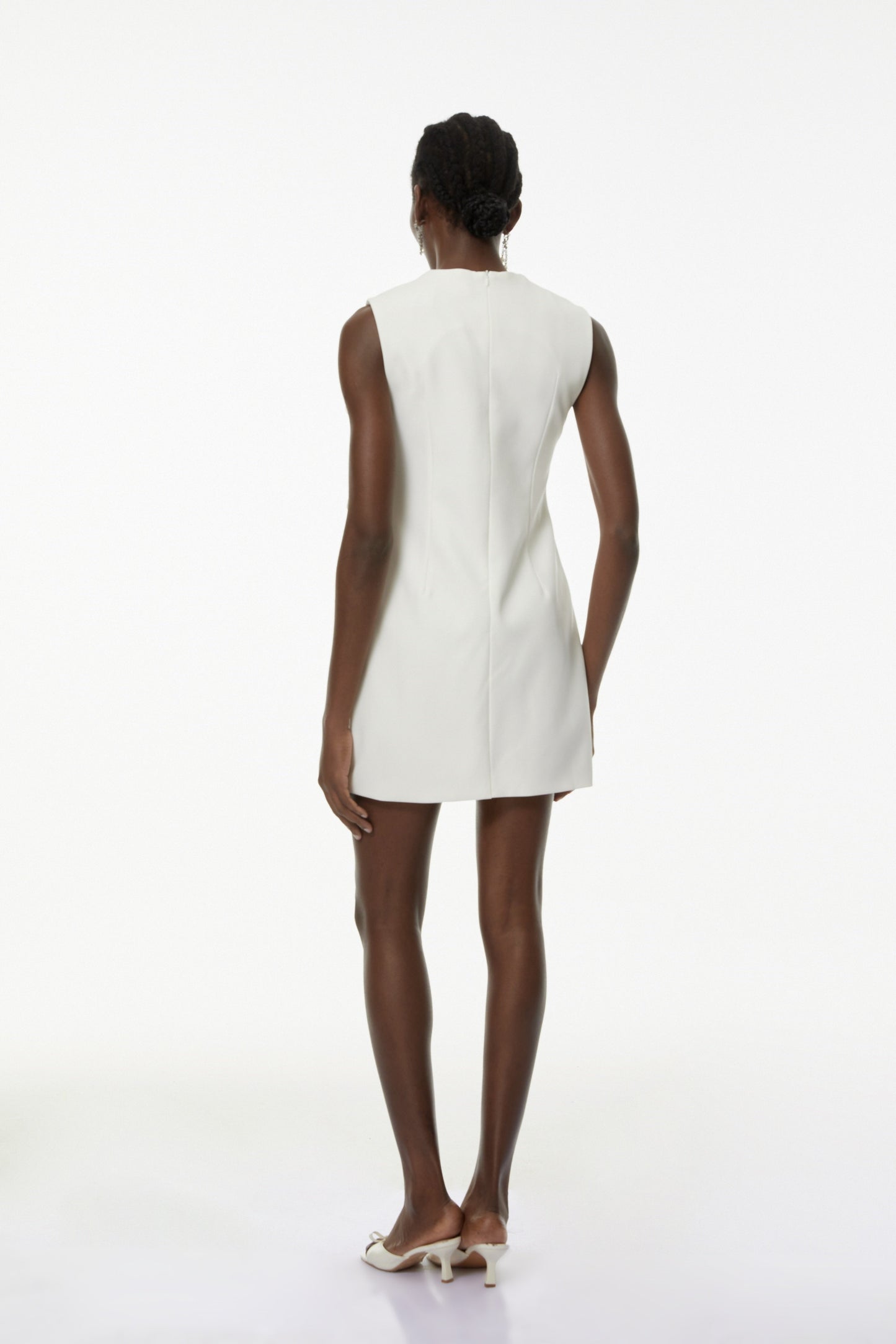 Toril White Color Blocked 3D Petal Mini Dress