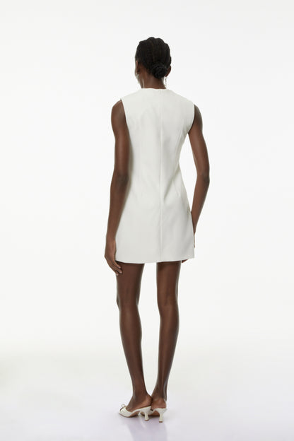Toril White Color Blocked 3D Petal Mini Dress