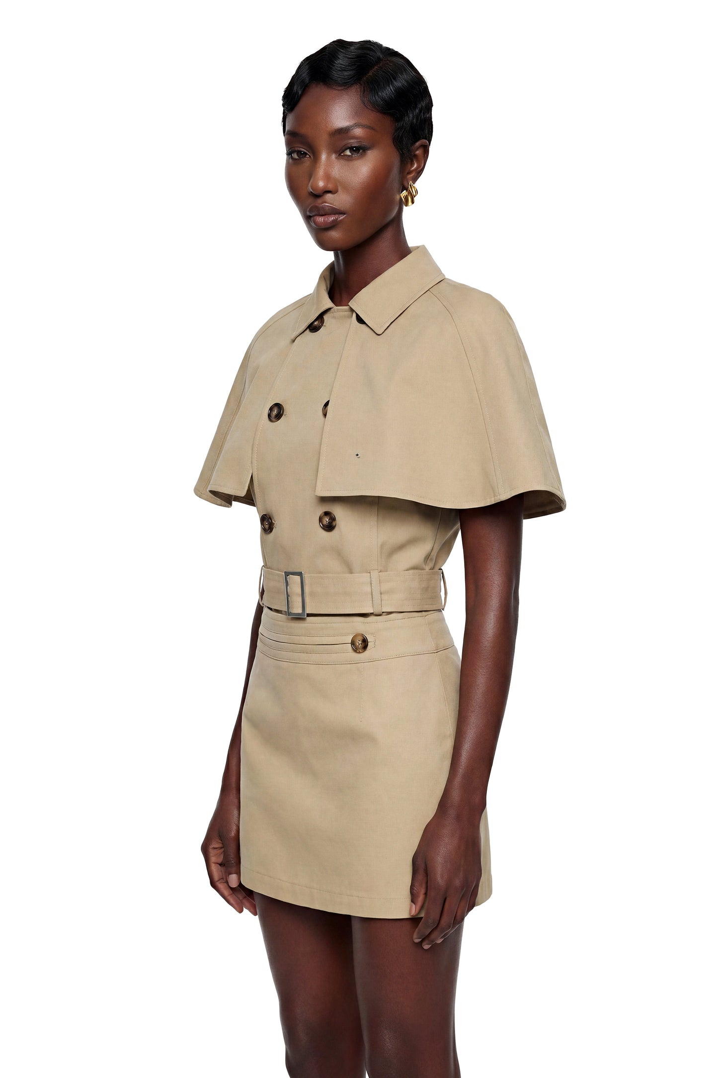Tova Khaki Cape Crop Top
