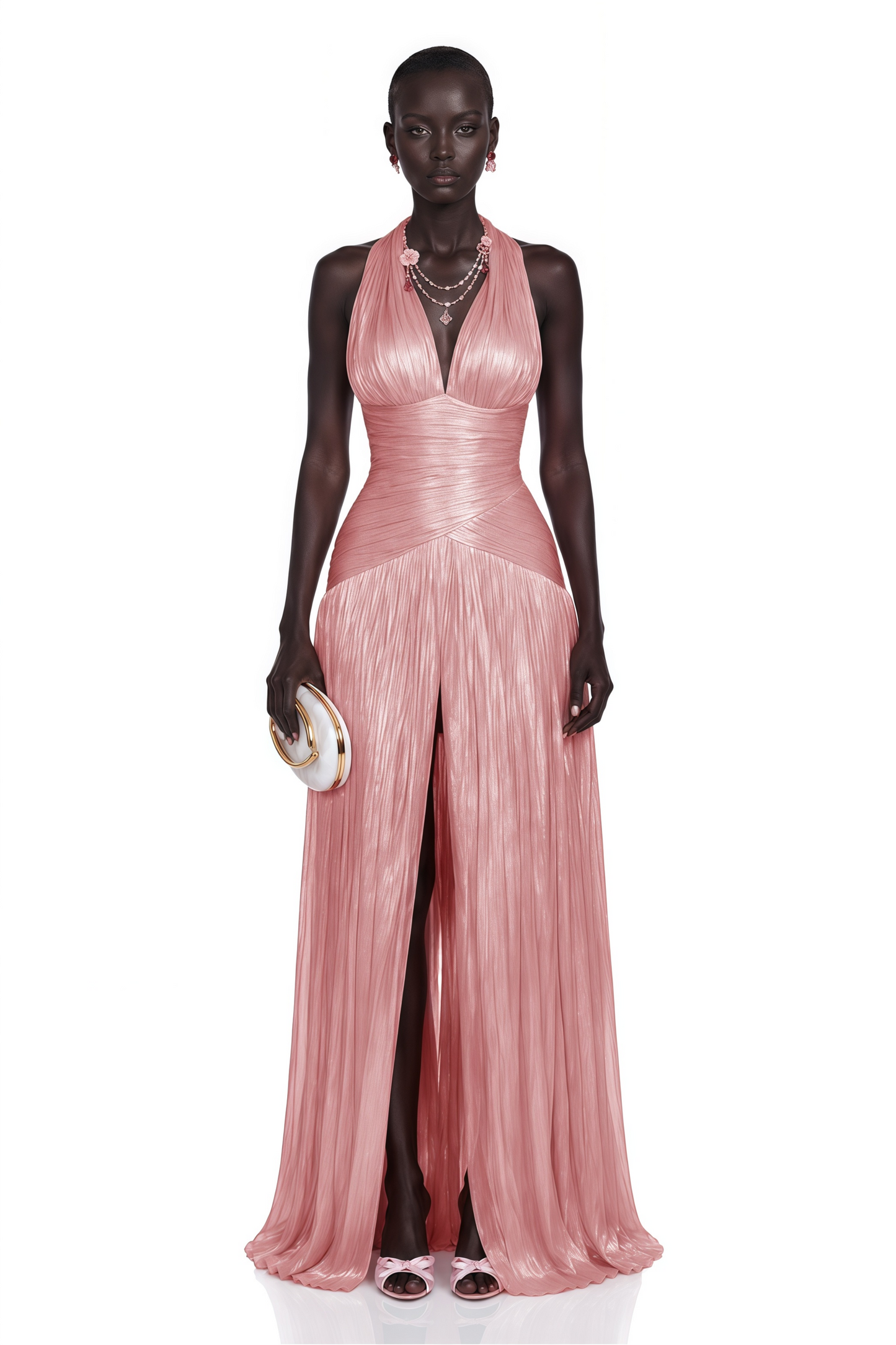 Uranie Pink Gathered Maxi Dress