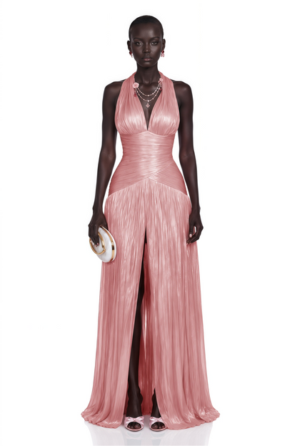 Uranie Pink Gathered Maxi Dress