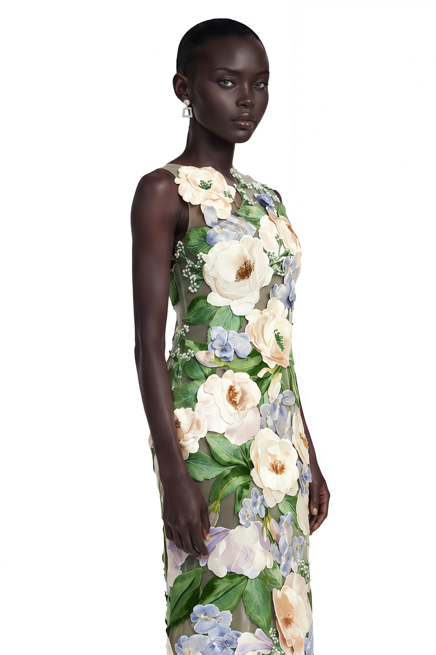 Valencia Emerald Green Sleeveless Floral Maxi Dress