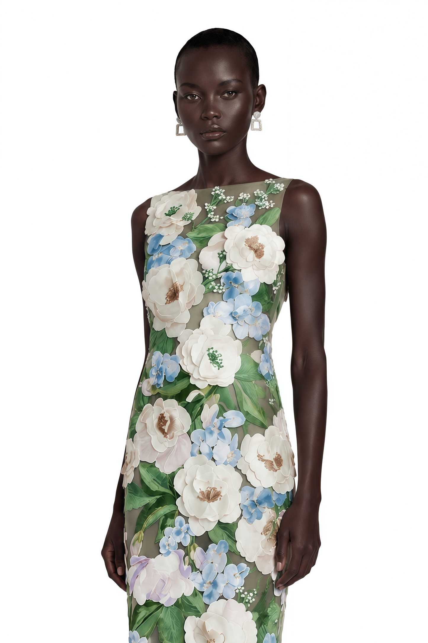 Valencia Emerald Green Sleeveless Floral Maxi Dress