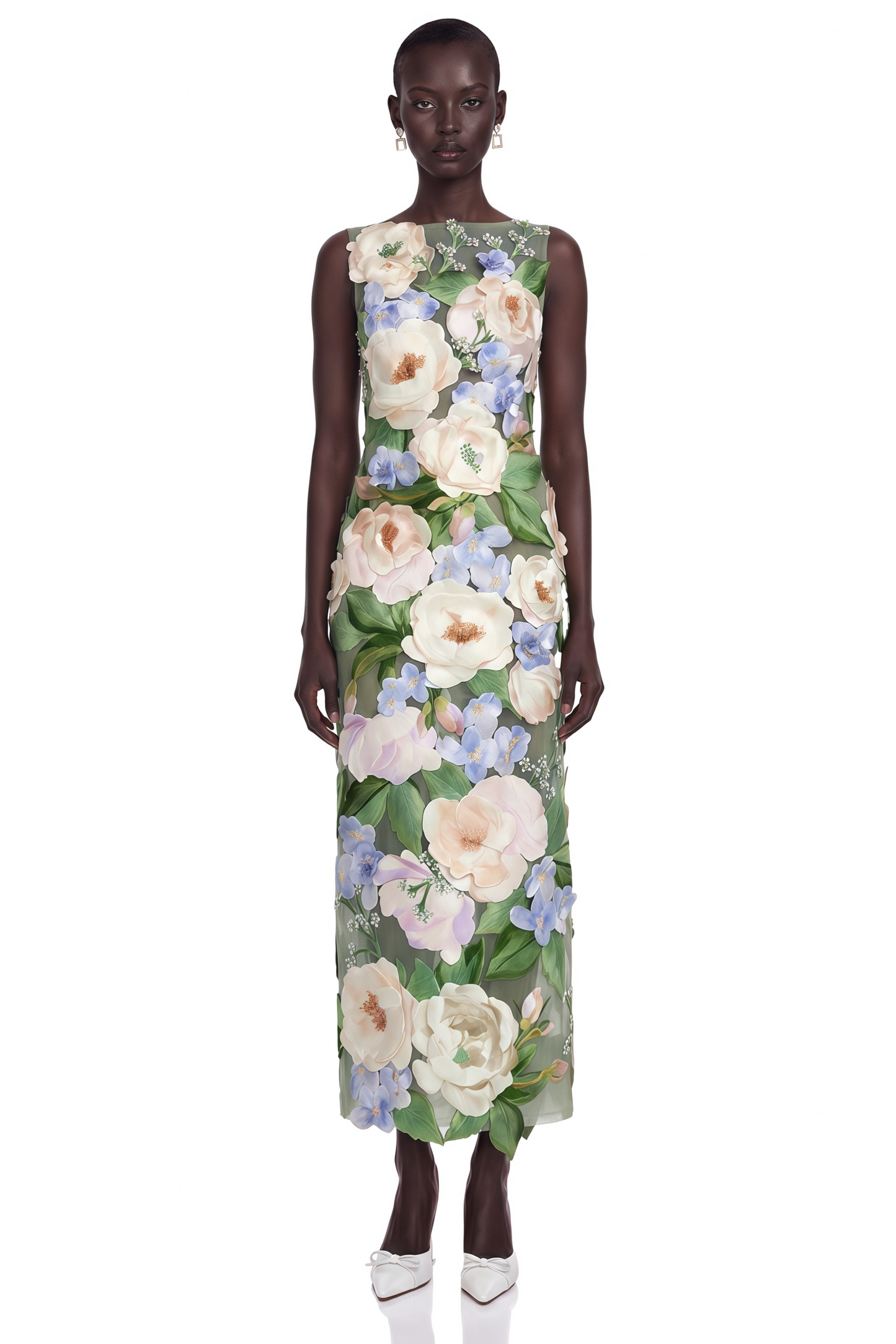 Valencia Emerald Green Sleeveless Floral Maxi Dress