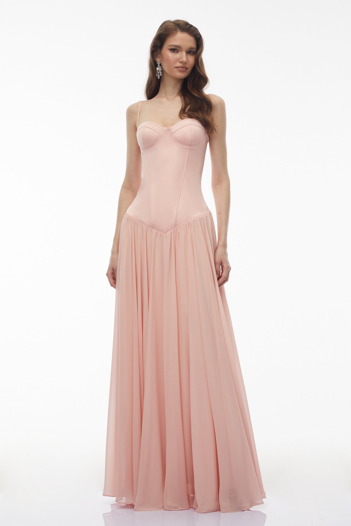 Vasylyna Pink Sweetheart Pleated Maxi Dress
