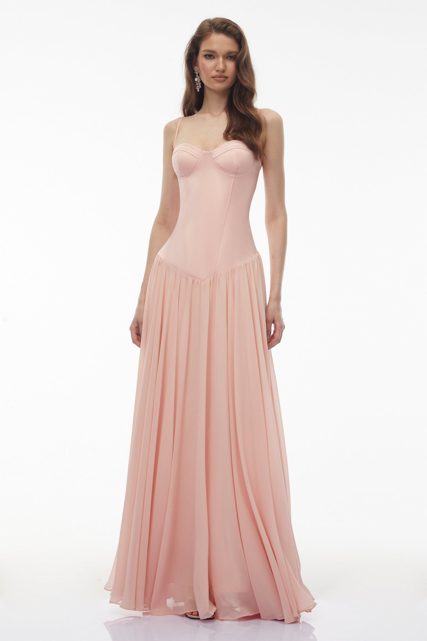 Vasylyna Pink Sweetheart Pleated Maxi Dress