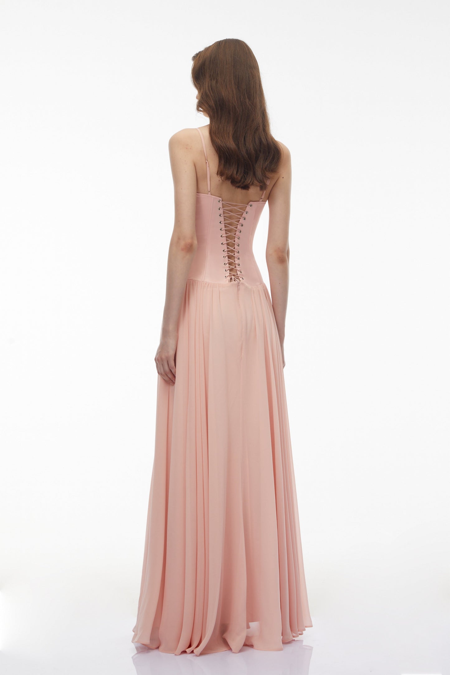 Vasylyna Pink Sweetheart Pleated Maxi Dress