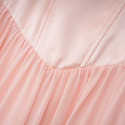 Vasylyna Pink Sweetheart Pleated Maxi Dress