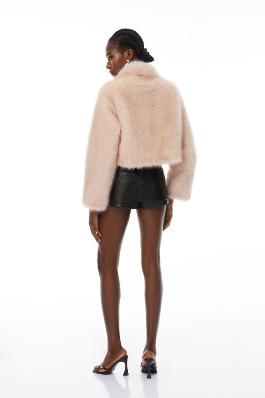 Veronica Pink Cropped Fur Coat