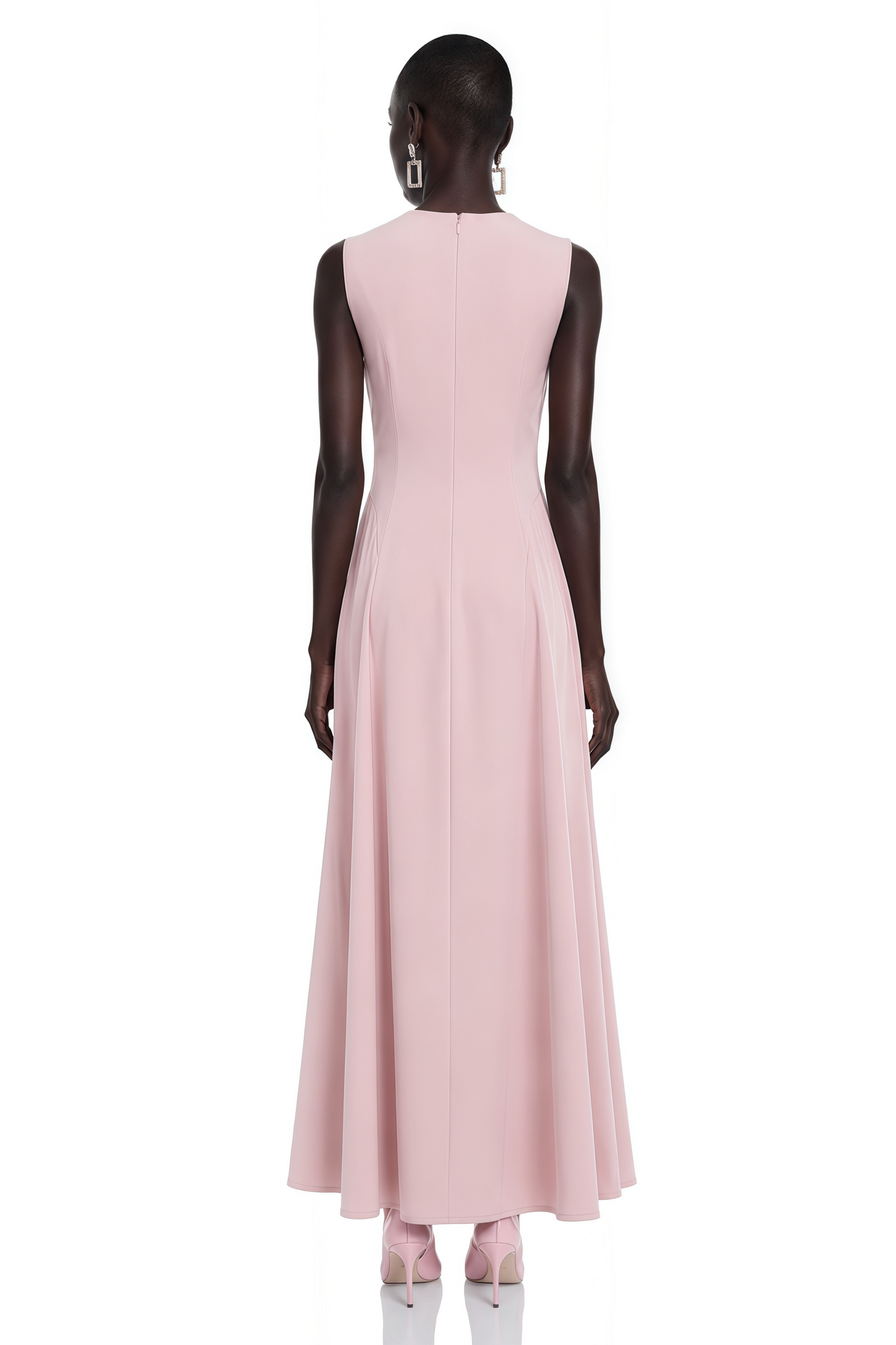 Vesper Pink Sleeveless Maxi Dress with Floral Lace Panels