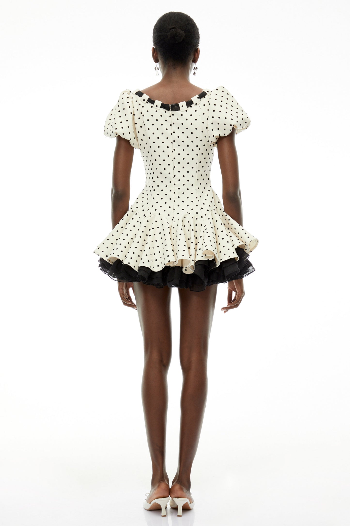 Wania White Polka Dot Mini Dress with Tie-Front
